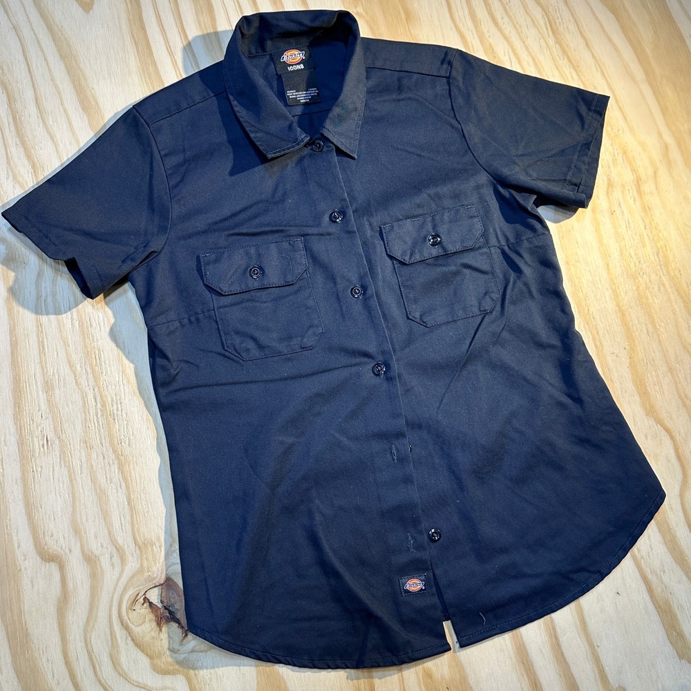 Dickies Women's Icons Short Sleeve Twill Work Shirt Dark Navy Size Medium